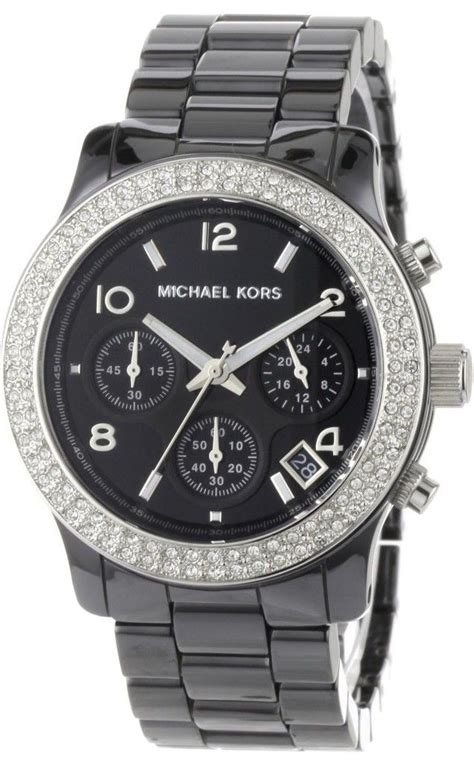 michael kors glitz black ceramic chronograph watch